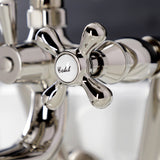 Kingston Three-Handle 2-Hole Tub Wall Mount Clawfoot Tub Faucet with Handshower