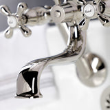 Kingston Three-Handle 2-Hole Tub Wall Mount Clawfoot Tub Faucet with Handshower
