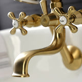 Kingston Three-Handle 2-Hole Tub Wall Mount Clawfoot Tub Faucet with Handshower
