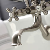 Kingston Three-Handle 2-Hole Tub Wall Mount Clawfoot Tub Faucet with Handshower