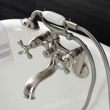 Kingston Three-Handle 2-Hole Tub Wall Mount Clawfoot Tub Faucet with Handshower