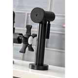 Hamilton Two-Handle 4-Hole Deck Mount Industrial Style Bridge Kitchen Faucet with Brass Side Sprayer