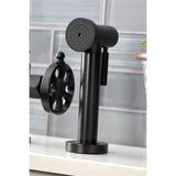 Belknap Two-Handle 4-Hole Deck Mount Industrial Style Bridge Kitchen Faucet with Brass Side Sprayer