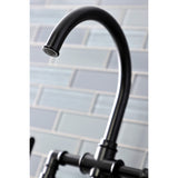 Belknap Two-Handle 4-Hole Deck Mount Industrial Style Bridge Kitchen Faucet with Brass Side Sprayer