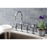 Hamilton Two-Handle 4-Hole Deck Mount Bridge Kitchen Faucet with Brass Sprayer