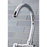 Hamilton Two-Handle 4-Hole Deck Mount Industrial Style Bridge Kitchen Faucet with Brass Side Sprayer