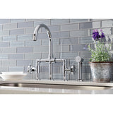 Belknap Two-Handle 4-Hole Deck Mount Bridge Kitchen Faucet with Brass Sprayer