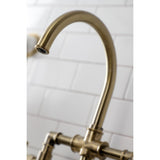 Hamilton Two-Handle 4-Hole Deck Mount Industrial Style Bridge Kitchen Faucet with Brass Side Sprayer