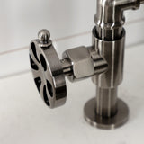 Belknap Two-Handle 4-Hole Deck Mount Industrial Style Bridge Kitchen Faucet with Brass Side Sprayer