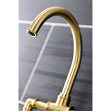 Hamilton Two-Handle 4-Hole Deck Mount Industrial Style Bridge Kitchen Faucet with Brass Side Sprayer
