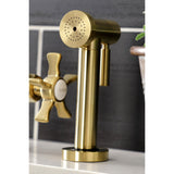 Hamilton Two-Handle 4-Hole Deck Mount Industrial Style Bridge Kitchen Faucet with Brass Side Sprayer