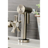 Hamilton Two-Handle 4-Hole Deck Mount Industrial Style Bridge Kitchen Faucet with Brass Side Sprayer