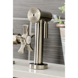 Hamilton Two-Handle 4-Hole Deck Mount Bridge Kitchen Faucet with Brass Sprayer