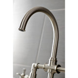 Hamilton Two-Handle 4-Hole Deck Mount Industrial Style Bridge Kitchen Faucet with Brass Side Sprayer
