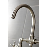 Hamilton Two-Handle 4-Hole Deck Mount Bridge Kitchen Faucet with Brass Sprayer