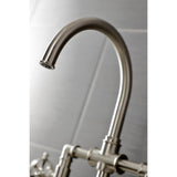 Belknap Two-Handle 4-Hole Deck Mount Industrial Style Bridge Kitchen Faucet with Brass Side Sprayer