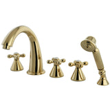 Roman Three-Handle 5-Hole Deck Mount Roman Tub Faucet with Hand Shower