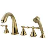 Naples Three-Handle 5-Hole Deck Mount Roman Tub Faucet with Hand Shower