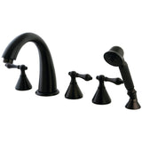 Roman Three-Handle 5-Hole Deck Mount Roman Tub Faucet with Hand Shower
