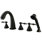 Naples Three-Handle 5-Hole Deck Mount Roman Tub Faucet with Hand Shower