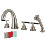Kaiser Three-Handle 5-Hole Deck Mount Roman Tub Faucet with Hand Shower