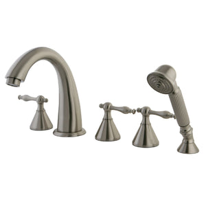 Naples Three-Handle 5-Hole Deck Mount Roman Tub Faucet with Hand Shower