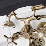 Essex Three-Handle 2-Hole Tub Wall Mount Clawfoot Tub Faucet with Handshower