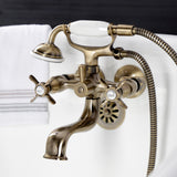 Essex Three-Handle 2-Hole Tub Wall Mount Clawfoot Tub Faucet with Handshower