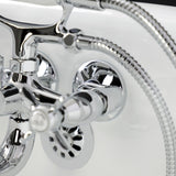 Essex Three-Handle 2-Hole Tub Wall Mount Clawfoot Tub Faucet with Handshower