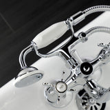 Essex Three-Handle 2-Hole Tub Wall Mount Clawfoot Tub Faucet with Handshower