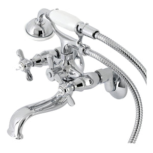 Essex Three-Handle 2-Hole Tub Wall Mount Clawfoot Tub Faucet with Handshower