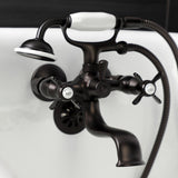 Essex Three-Handle 2-Hole Tub Wall Mount Clawfoot Tub Faucet with Handshower