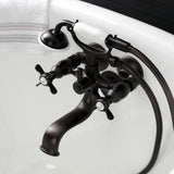 Essex Three-Handle 2-Hole Tub Wall Mount Clawfoot Tub Faucet with Handshower