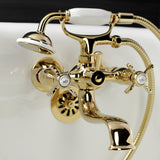 Essex Three-Handle 2-Hole Tub Wall Mount Clawfoot Tub Faucet with Handshower