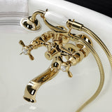 Essex Three-Handle 2-Hole Tub Wall Mount Clawfoot Tub Faucet with Handshower