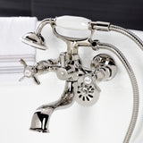 Essex Three-Handle 2-Hole Tub Wall Mount Clawfoot Tub Faucet with Handshower