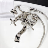 Essex Three-Handle 2-Hole Tub Wall Mount Clawfoot Tub Faucet with Handshower