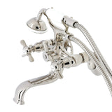 Essex Three-Handle 2-Hole Tub Wall Mount Clawfoot Tub Faucet with Handshower