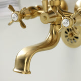 Essex Three-Handle 2-Hole Tub Wall Mount Clawfoot Tub Faucet with Handshower