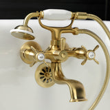 Essex Three-Handle 2-Hole Tub Wall Mount Clawfoot Tub Faucet with Handshower