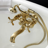 Essex Three-Handle 2-Hole Tub Wall Mount Clawfoot Tub Faucet with Handshower