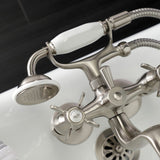 Essex Three-Handle 2-Hole Tub Wall Mount Clawfoot Tub Faucet with Handshower