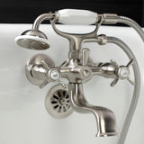 Essex Three-Handle 2-Hole Tub Wall Mount Clawfoot Tub Faucet with Handshower