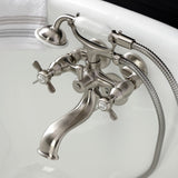 Essex Three-Handle 2-Hole Tub Wall Mount Clawfoot Tub Faucet with Handshower