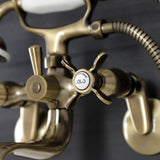Essex Three-Handle 2-Hole Wall Mount Clawfoot Tub Faucet with Handshower