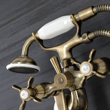 Essex Three-Handle 2-Hole Wall Mount Clawfoot Tub Faucet with Handshower