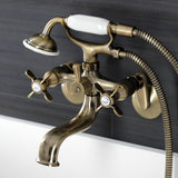 Essex Three-Handle 2-Hole Wall Mount Clawfoot Tub Faucet with Handshower