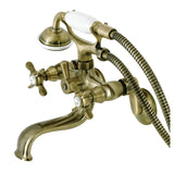 Essex Three-Handle 2-Hole Wall Mount Clawfoot Tub Faucet with Handshower