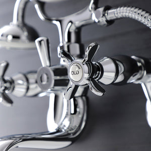 Essex Three-Handle 2-Hole Wall Mount Clawfoot Tub Faucet with Handshower