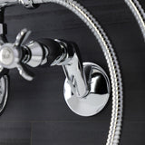 Essex Three-Handle 2-Hole Wall Mount Clawfoot Tub Faucet with Handshower